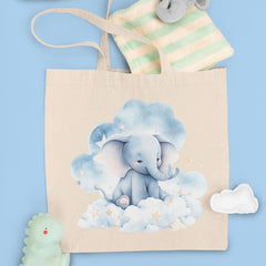 Blue Elephant Clouds & Stars Pattern Design