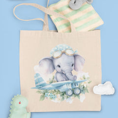 Blue Elephant Pilot Plane Pattern Design