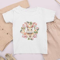 Pink Flower Wreath Bunny Rabbit Design