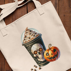 Halloween Coffee Creepy Skull Fall Pattern Design