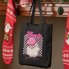 Howdy Santa Claus Pink Christmas Father Checkerboard Funky Christmas Design