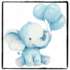Cute Blue Elephant Balloons Pattern Design