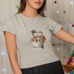 Christmas Snowman And A Boy Aesthetic Pattern Design