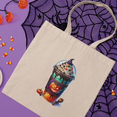 Halloween Coffee Broomstick Pumpkin Pattern Design
