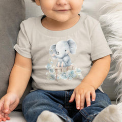 Cute Blue Elephant On Floral Chair Pattern Design