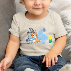 Happy Bluey & Bingo Character 4th Birthday Balloons Number Design