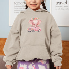 Cute Pink Elephant Riding A Car Pattern Design