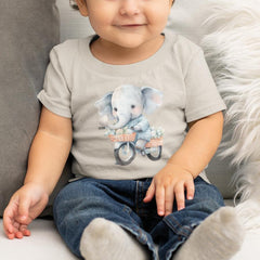 Cute Blue Elephant Riding A Bike Pattern Design