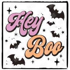 Hey Boo Ghost Bat Halloween Design