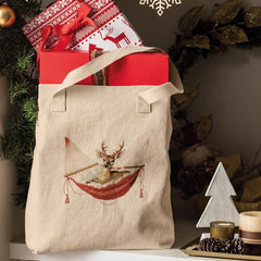 Christmas Deer In Hammock Merry Xmas Pattern Design