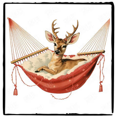 Christmas Deer In Hammock Merry Xmas Pattern Design
