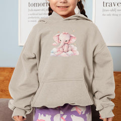 Cute Pink Elephant Sitting On Clouds Pattern Design