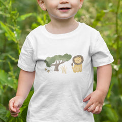 Kids Safari Cute Characters Lion and Tree Design