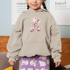 Cute Pink Elephant On A Scooter Floral Crown Pattern Design