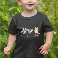BLUEY Peace Love Chilli Blue Kids TV Design