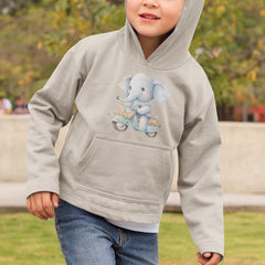 Cute Blue Elephant Riding A Scooter Pattern Design