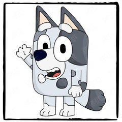 BLUEY Muffin Heeler Dog Waving Pose Kids TV Design