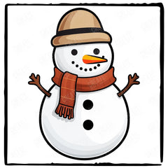 Cute Snowman In Hat And Scarf Kids Christmas Character Design