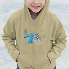 Happy Bluey & Bingo Character 7th Birthday Blue Number Design