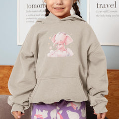 Cute Pink Elephant On A Cloud Stars Pattern Design