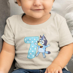 Happy Bluey Character 7th Birthday Number Design