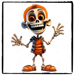 Orange Skeleton Boy Kids Halloween Character Design