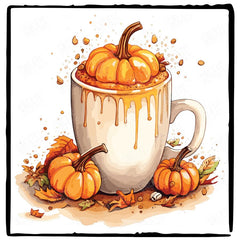 Halloween Coffee Pumpkin Spice Pattern Design
