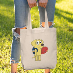 BLUEY Lucky with Blue Backpack and Red Rugby Ball Kids TV Design