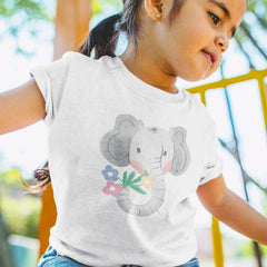 Grey Elephant with Small Flowers Design