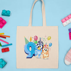 Happy Bluey & Bingo Character 9th Birthday Blue Number Design