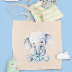 Blue Cute Elephant Holding A Bow Pattern Design