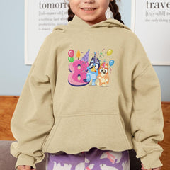 Happy Bluey & Bingo Character 8th Birthday Pink Number Design