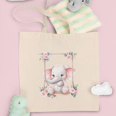 Cute Pink Elephant On A Swing Pattern Design