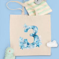 Blue Number Three Birthday Pattern Design