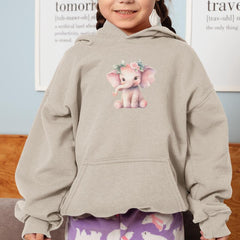 Cute Pink Elephant Sitting With Flower Crown Pattern Design