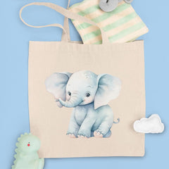 Cute Blue Elephant Smiling Pattern Design