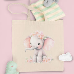 Cute Pink Elephant Sitting Flower Crown Pattern Design