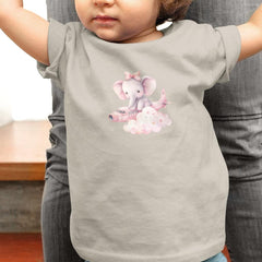 Cute Pink Elephant Plane Clouds Pattern Design