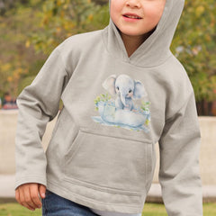 Cute Blue Elephant Bathing Pattern Design