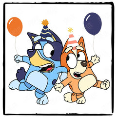 Birthday Happy Bluey And Bingo With Balloons