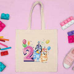 Happy Bluey & Bingo Character 2nd Birthday Pink Number Design
