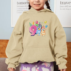 Happy Bluey & Bingo Character 9th Birthday Pink Number Design