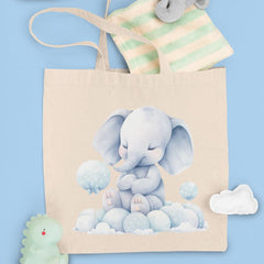 Blue Elephant Balloon Clouds Pattern Design