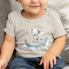 Blue Elephant Cute Boat Pattern Design