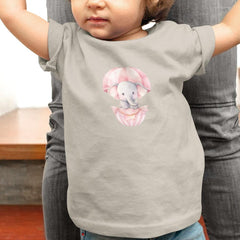 Cute Pink Elephant Flying Hot Air Balloon Pattern Design
