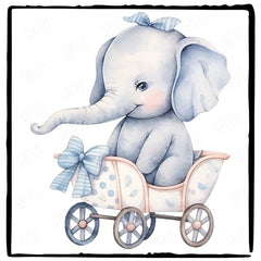 Blue Cute Carriage Pattern Design