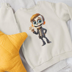 Waving Skeleton Boy Kids Halloween Character Design
