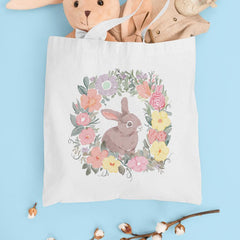 Little Brown Easter Bunny Rabbit in Wreath Design
