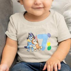 Happy Bluey & Bingo Character 7th Birthday Balloons Number Design