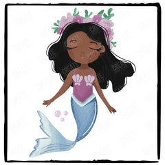 Mermaid Dark Hair Kids Baby Pattern Design